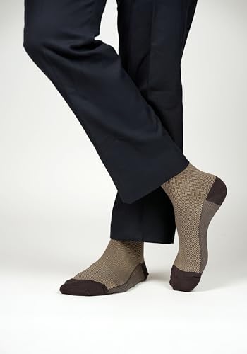 Image of Theater Brown Men's Socks | Mercerised Cotton | Mid Calf Length | Anti-Bacterial | Luxury Office Look | Comfortable & Skin-Friendly