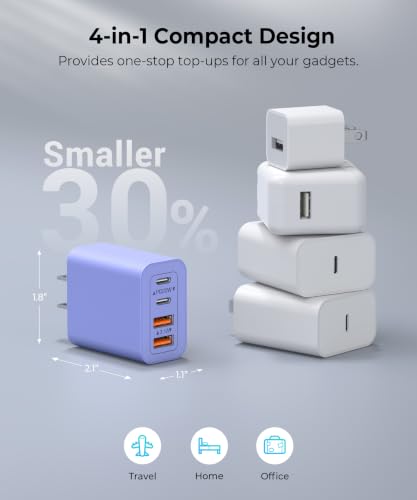Image of 2 Pack 40W Fast USB C Charger Block, 4-Port PD Power Adapter Wall Charger