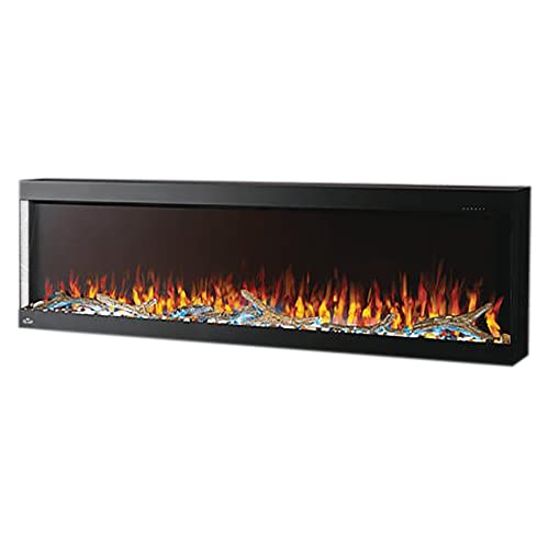 Napoleon Trivista Pictura 60 - NEFL60H3SV - Wall Hanging Electric Fireplace, 60-in, Black, Glass Front, Realistic Flames, LED Ember Bed, Adjustable Flame Height/Colours, Remote Included