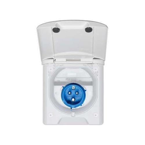 Socle mâle 230V- raccord mâle CEE17 16A - boitier Blanc 249