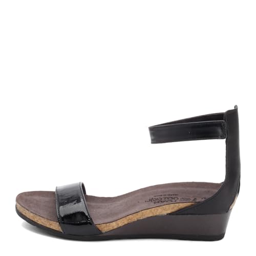 NAOT Women's Pixie Wedge Sandal Black Luster Lthr Combo 9-9.5 N-M US