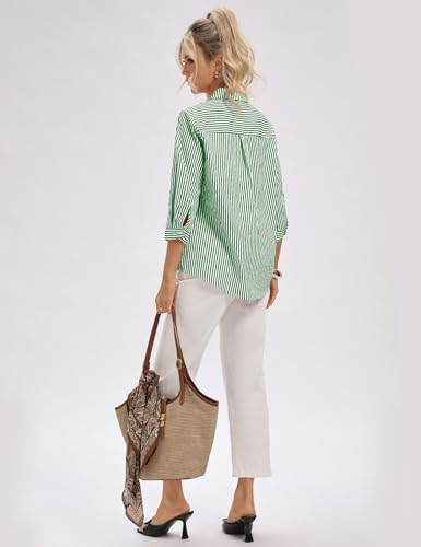 Image of LOMON 3 /4 Length Sleeve Womens Tops Dressy V Neck Collared Shirts Trendy Business Casual Work Blouses Vacation Outfits 2026