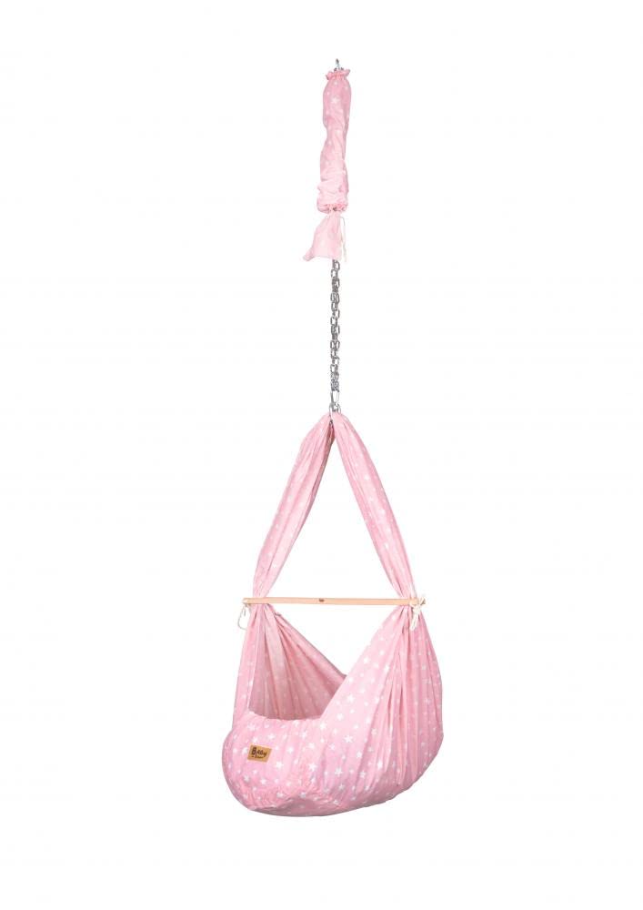 CARPETIA BABYTRAUM Baby FEDERWIEGE Einschlafhilfe ruhiger & erholsamer Schlaf | weiße Sterne pink
