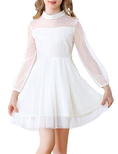 Durio Mädchenkleid A Line Festliches Kleid mit Laternenärmel...