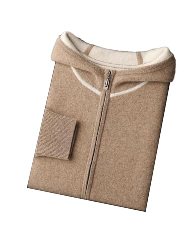 Men’S Thick Cashmere Hooded Knitted Cardigan Crew Neck Long Sleeve Full Zip Basic Casual Sweater