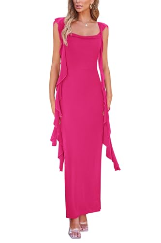 PRETTYGARDEN Women's 2026 Summer Wedding Guest Dress Sleeveless Ruffle Formal Cocktail Party Maxi...