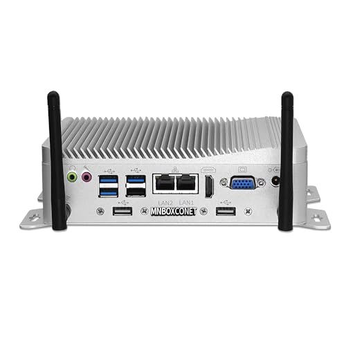 MNBOXCONET Fanless Mini PC Industrie N100, C13 6 x DB9 COM DDR5 8GB RAM 256GB NVME SSD, Low Power Rugged Embedded PC WiFi/BT4, 10 GPIO Micro Computer Win Linux Opnsense, 2 x 2.5GbE LAN