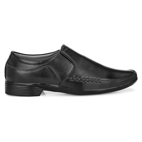 Image of Leatherkraft Formal Slip-On Shoes with Textured Detail