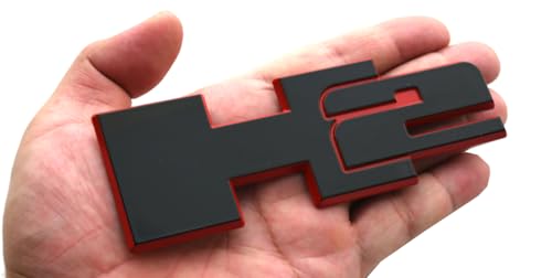Image of 2pcs New H2 Rear Liftgate Door Nameplate 3D Badge Emblems Replacement for 2003-2009 Hummer H2 Origianl Size (Redline)