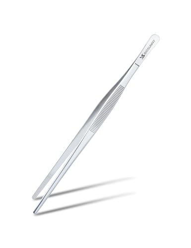 MSY BIGSUNNY 8.5 Inch Stainless Steel Food Tweezer, Precision Serrated Tips Food Tongs