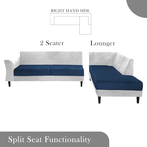 Image of Gratly RHS 4 Seater L Shape Sofa Set for Living Room (Blue GreyColour) Premium Fabric Sofa