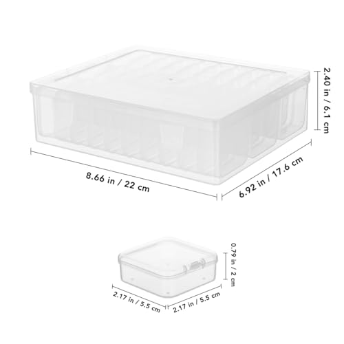 Image of Lurrose Transparent Stackable Organizer Box 60 Adjustable Compartments Plastic Storage Box with Lids 2 Outer Boxes for Beads Jewelry Office Supplies Makeup Craft Organizing