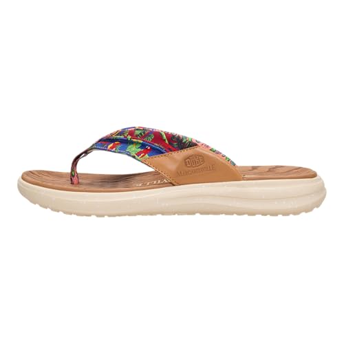 HEYDUDE Mens Margaritaville Finn Flip Sandal Size 10 | Lightweight Travel Ready Flip Flop with Contoured EVA Footbed