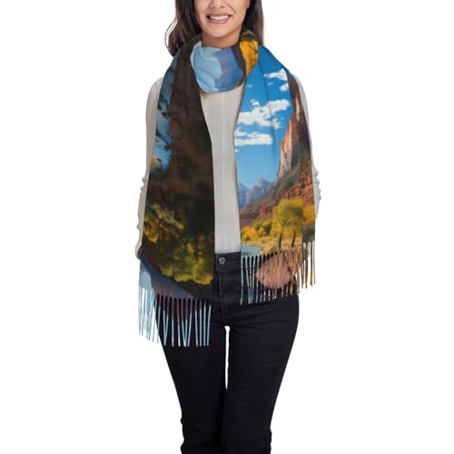 Tassel Scarf Zion National Park Printde Scarfs For Women Fashion Fringed Shawl Plush Fringed Scarf Soft Chunky Large Scarves2