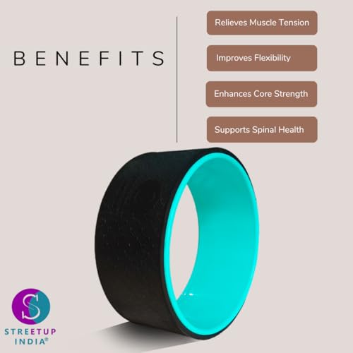 Image of Streetup India Yoga Wheel for Stretching, Exercise, Back Bends, Workout for Unisex With High Density Strong Foam Sweat Resistant (Black)