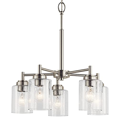 Kichler Winslow 19.75" Chandelier In Brushed Nickel, 5-Light Chandelier For Dining Room, Living Room, Or Bedroom, Clear Seeded Glass, (19.75" W X 16" H), 44030Ni #TOP1