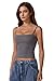 QINSEN Women's Spaghetti Strap Tank Tops Adjustable Cute Camisole Going Out Crop Tops Summer Clothes Dark Grey L
