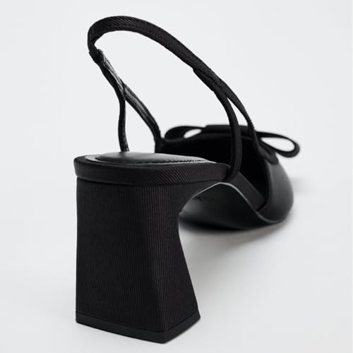 Elegant Womens Chunky Heel Bow Slingback Mary Janes3