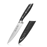 Cangshan ALPS Series 502759 German Steel Forged 5-inch Serrated Utility Knife with Sheath, Black