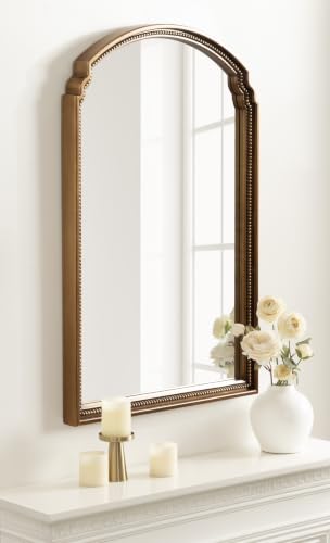 Image of Kate and Laurel Lockland Vintage Beaded Arch Wall Mirror, 24 x 36, Gold, Traditional Vintage Arched Bathroom Mirror for Over Sink for Use as Living Room Wall Decor