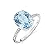 Produktbild OROVI Damen Goldschmuck, Ring aus Weißgold mit 10 Diamanten 0.04 ct und Solitaire Edelstein himmelblauer Topas 3.13 ct Geburtsstein 9K (375) Gold, Verlobungsring