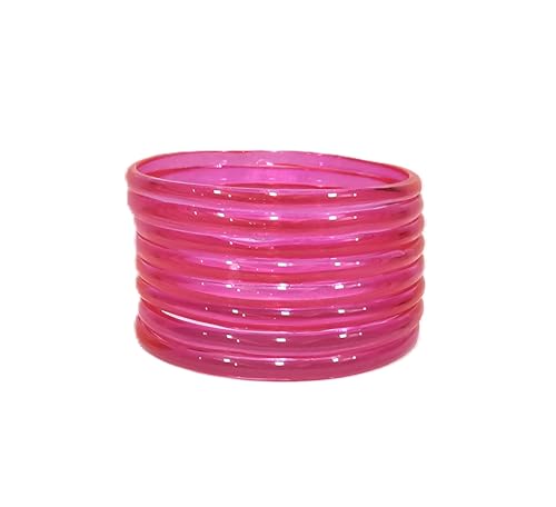 Image of Colorful Jelly Bangles Set of 8 - Transparent Candy Color Stackable Bracelets, Lightweight Fashion Accessories for Women & Girls
