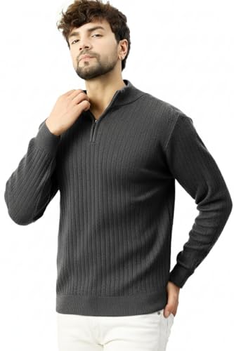 Image of Pivl Men's Winter Half Zip Solid Warm Sweater