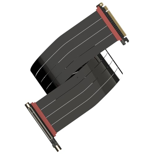 LINKUP PCIE 5.0 Riser Cable | for Vertical GPU Mount | Right Angle | Graphics Card GPU Ready | Usable with PCIe 4.0 &amp; RX 9070/ RTX5090 | 90cm (Total Length: 94cm)