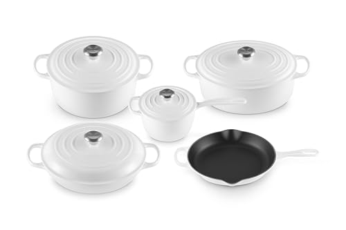 Image of Le Creuset Enameled Cast Iron Signature Cookware Set, 9 pc., White