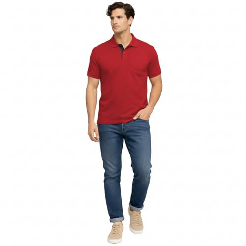 Image of Men's Premium Cotton Pique Polo T-Shirt, Classic Fit Short Sleeve Casual Summer Shirt, Soft & Breathable Fashion Polo