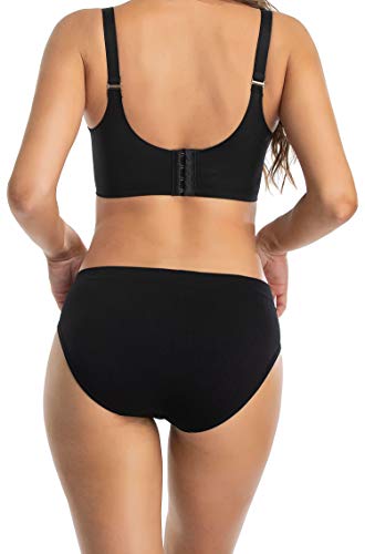 Areke Womens Bikini Panties Seamless Underwear, Soft Stretch Cheekini Hipster Briefs 6 Pack (Black M) #TOP2