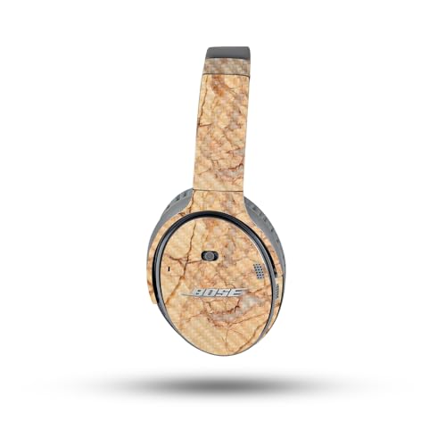 Image of MightySkins Carbon Fiber Skin Compatible with Bose QuietComfort 35 II Headphones - Amber Marble | Protective, Durable Textured Carbon Fiber Finish | Easy to Apply