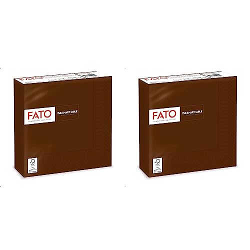 Fato - Lot de 100 Serviettes de Table Papier Jetables, Idéal Pour Les Repas Et Buffets, Taille 33x33, Pliés en 4 et 2 Plis, Couleur Chocolat, 100% Pure...