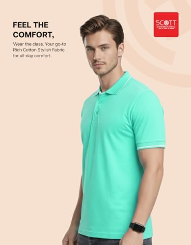 Image of Scott International Cotton Polo T Shirt | Collar Tshirts | Half Sleeves Plain T Shirt | T-Shirt |Tshirt for Men Stylish | Men's Tshirt