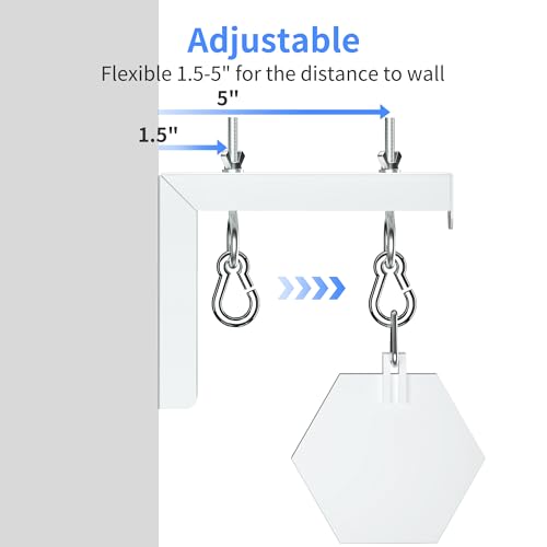 Image of XINLEI Universal Projector Screen Wall Mount L-Brackets Hanging Ceiling Mount, 6 inch Adjustable Extension with Hook for Home Projector and Movie Screens, Hold up to 66 lbs, White PRL003W