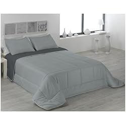 Nordico Reversible Acomoda Textil – Edredón Nórdico Bicolor Reversible de Invierno. Relleno Nórdico 350 gr/m² con Funda de Cojín, Edredón para Cama Suave, Cálido y Ligero. (Gris/Gris Marengo, 240x260 cm)