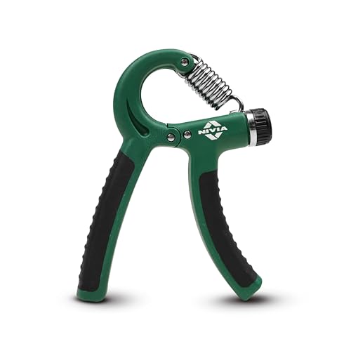 Image of Nivia Hand Grip 2.0 for men and women with 5 to 60 kg adjustable resistance, Steel spring, Anti-slip grip, Durable, Grip For Forearm Strength Training (Green)