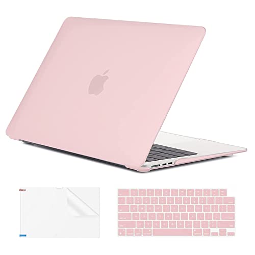 Image of EooCoo Case Compatible with MacBook Air 15 inch M5 2026 2025-2023 Release M4 M3 M2 Model A3448 A3241 A3114 A2941, Plastic Hard Shell Case & Keyboard Cover & Screen Protector, Pink