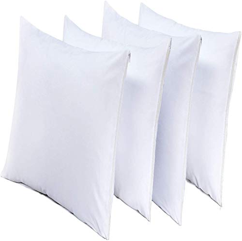 Niagara Sleep Solution 4 Pack Pillow Protectors Standard 20X26 Inches Lab Certified Ultra Fresh Treated 100% Cotton Non Crinkle Quiet Breathable Zipper Covers Cases White #TOP3