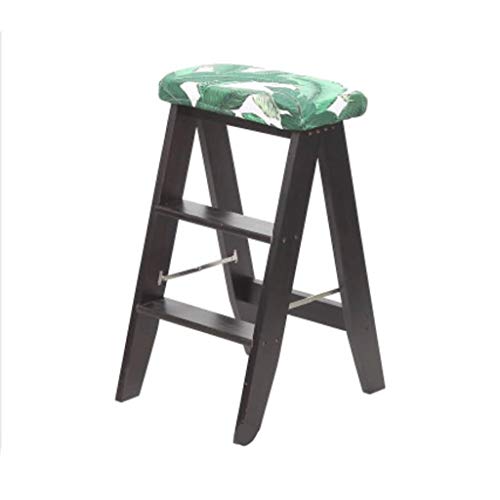 Escaleras plegables peldaños, Taburete plegable para escaleras Escalera para pedales de madera 3 pasos, Cojín extraíble, Biblioteca de la oficina de cocina Silla para escaleras Escalera para escalar T