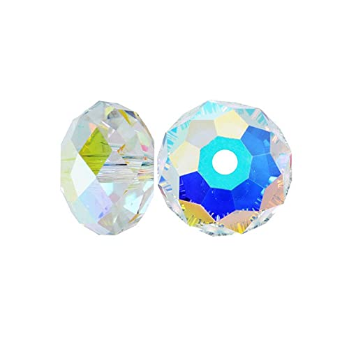 Dowarm 10Mm Crystal Glass Beads For Jewelry Making, Briolette Rondelle Crystal Beads For Crafts Wind Chimes Suncatchers, Briolette Glass Beads (Crystal Ab, 10Mm, 100Pcs) #TOP2