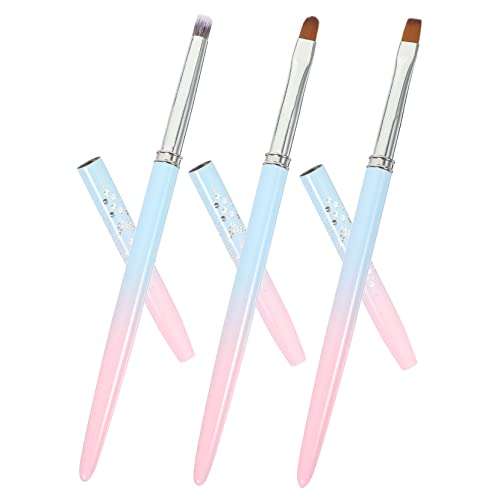 IWOWHERO 3Pcs Nail Art Brush Gradient Gel Design Pens for Nail Art Painting Includes Flat and Angled Brushes Lightweight and Durable for Professional Manicure