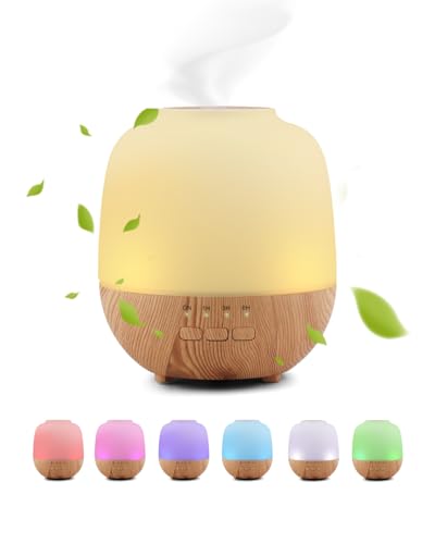 Difusor de Aceite Esencial de 120 ml, 7 LED Que cambian de Color, difusor humidificador con Temporizador de 1H/3H/6H, difusores de Aceite Esencial de Apagado automático sin Agua para el hogar, Ajuste
