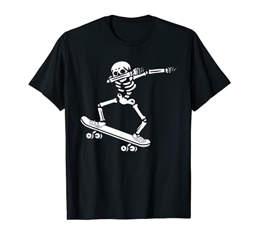 Dabbing Skeleton Skateboard Costume Divertente Regalo di Halloween Maglietta
