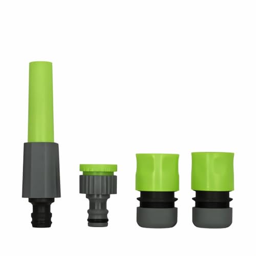 Parence.- Kit rociador jardín con Accesorios de Manguera de 1/2 Pulgadas – Aspersor Manual + Puntas universales – Juego de 4 Piezas con Reductor – Compatible con Grifo estándar – Riego fácil y rápido
