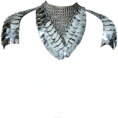 Armor Wearable Scale Mail Chainmail Shoulder Pauldrons – Perfect for Halloween Cosplay Costume Silver