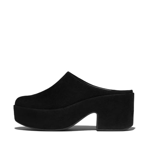 Fitflop Platfforms - Zapatos de tacón de Ante Completo para Mujer, Todo Negro., 38.5 EU