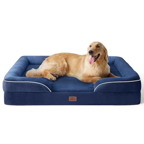 Image of Bedsure XL Plus Orthopedic Dog Bed for Extra Large Dogs - Washable XLarge Dog Cat Bed Waterproof, Comfort Dogs Couch Sofa with Washable Removable Cover, Pet Bed with Nonskid Bottom, Blue Navy, 48 inch