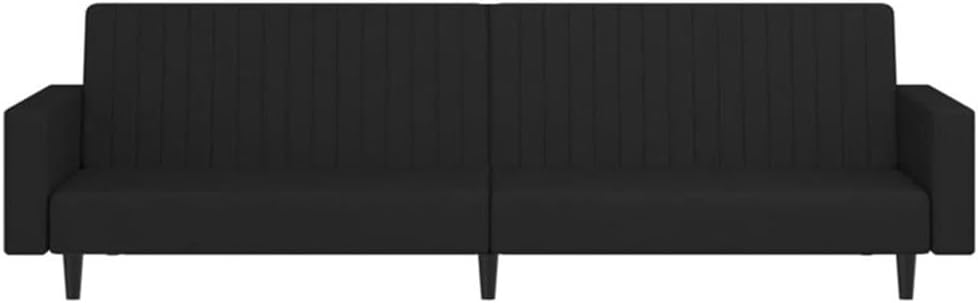 Bowery Hill Contemporary 2-Seater Sofa Bed, Black Polyester Velvet, Rectangular Shape, Convertible Design, Solid Wood Frame, Living Room Sleeper Sofa, 33.3 x 86.6 x 27.2 in, Comfortable Lounge Seating