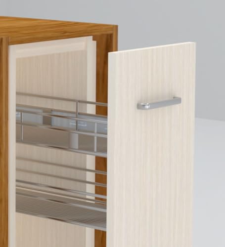 Image of SPECIALITY PANELS Folding Dining Table with Storage Cabinet, 6 Seater, Wood Top with Cream Base, 149x74x76 cm, Rolling Kitchen Island with Wheels